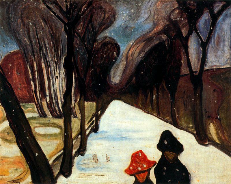 Snow Falling in the Lane, 1906 - Edvard Munch Painting